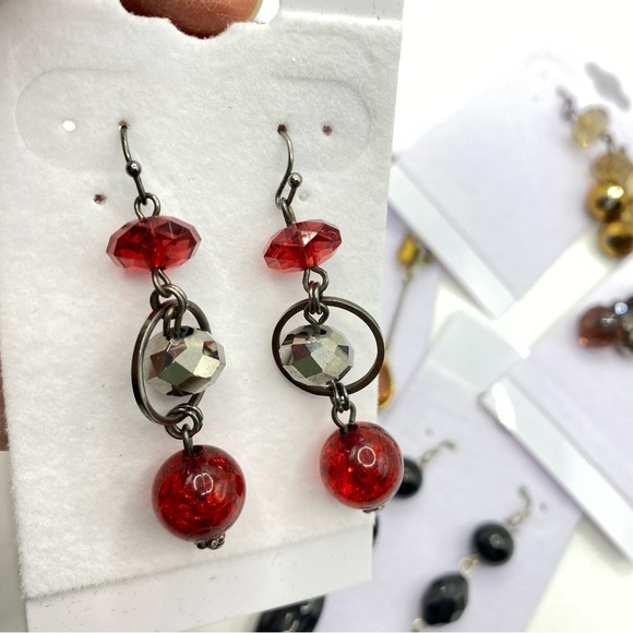 Glass Pierced Sparkly Earrings Bundle of Seven Long Pairs - Picture 4 of 10